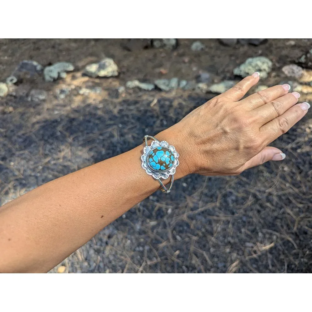 Navajo Pilot Mountain Turquoise Handcrafted Jewelry Sz.‎ 6.75in**